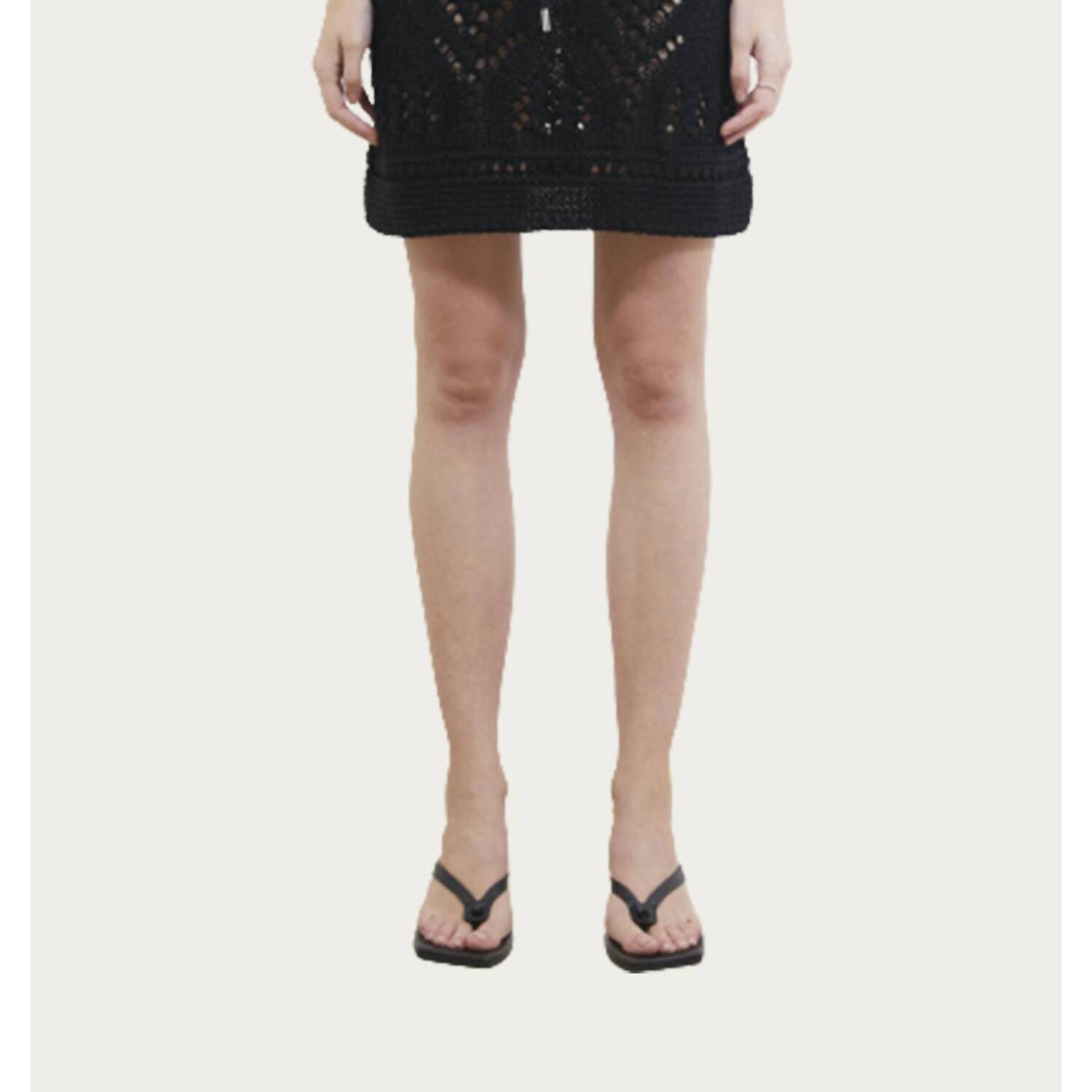 New Goen.J Crochet Knit Mini Skirt In Black